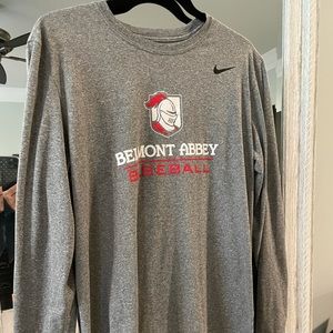 Nike dry fit long sleeve Belmont Abbey Baseball Tshirt